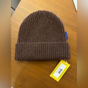 NWT Outdoor Voices Brown Merino Wool Ribbed Knit Beanie